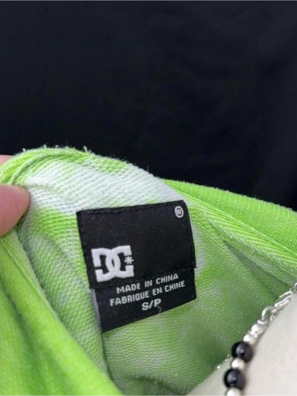 DC Light Green Hooded Zip-Up Sweatshirt with Black Drawstrings - Picture 4 of 4